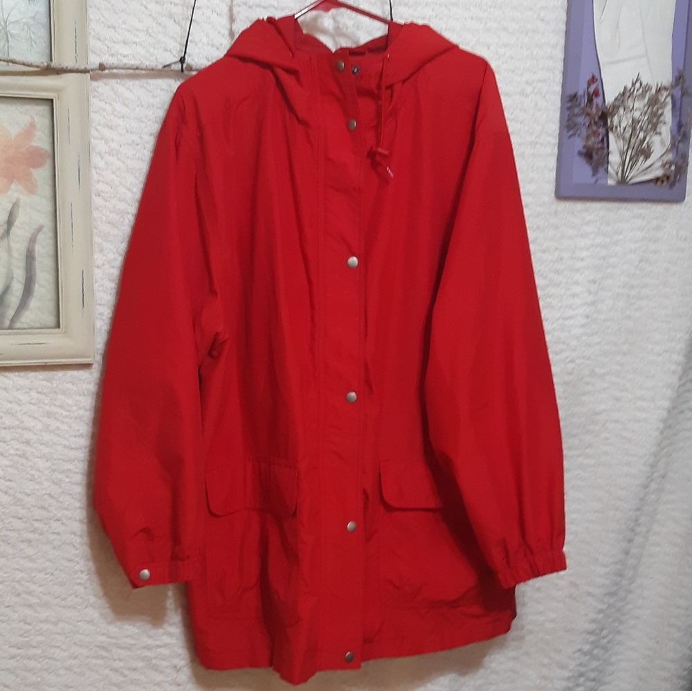 Reddish Windbreaker sz  CHEROKEE Mens weather Jacket Red Hooded B39 L/XL